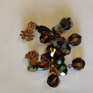 Elegant Gold and Brown Drop Earrings